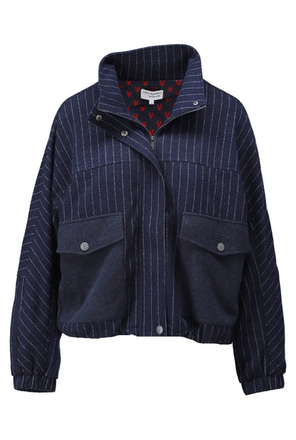 Navy Pinstripe Utility Jacket