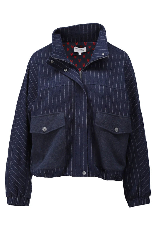 Navy Pinstripe Utility Jacket - Lucindas on-line