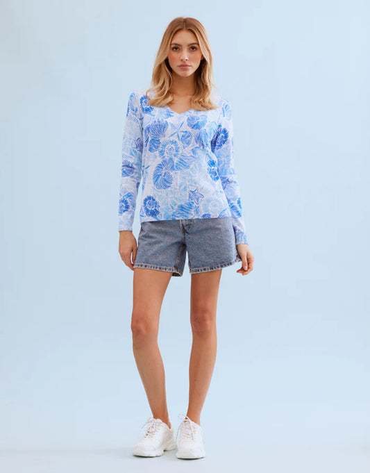 Leo & Ugo Blue Shell Printed Jumper