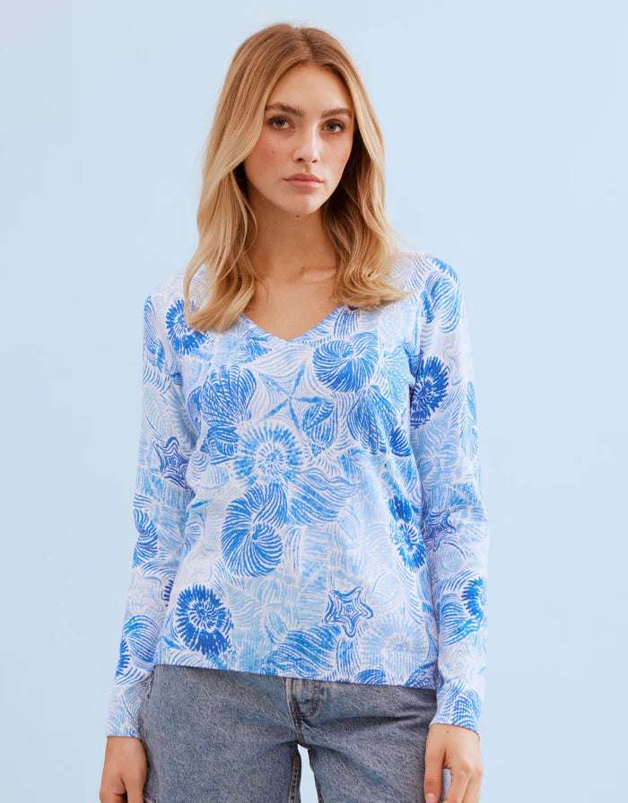 Leo & Ugo Blue Shell Printed Jumper
