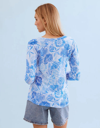 Leo & Ugo Blue Shell Printed Jumper