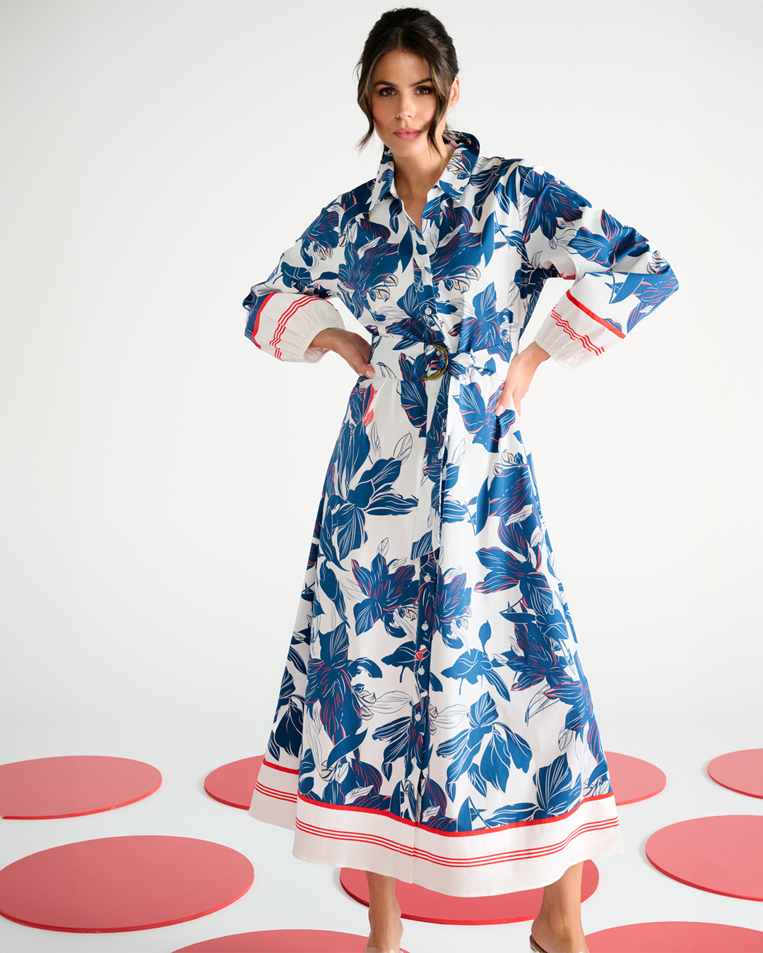 K-Design Navy Floral Cotton Maxi Dress