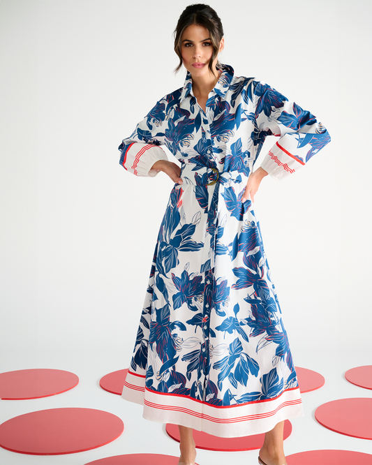 K-Design Navy Floral Cotton Maxi Dress