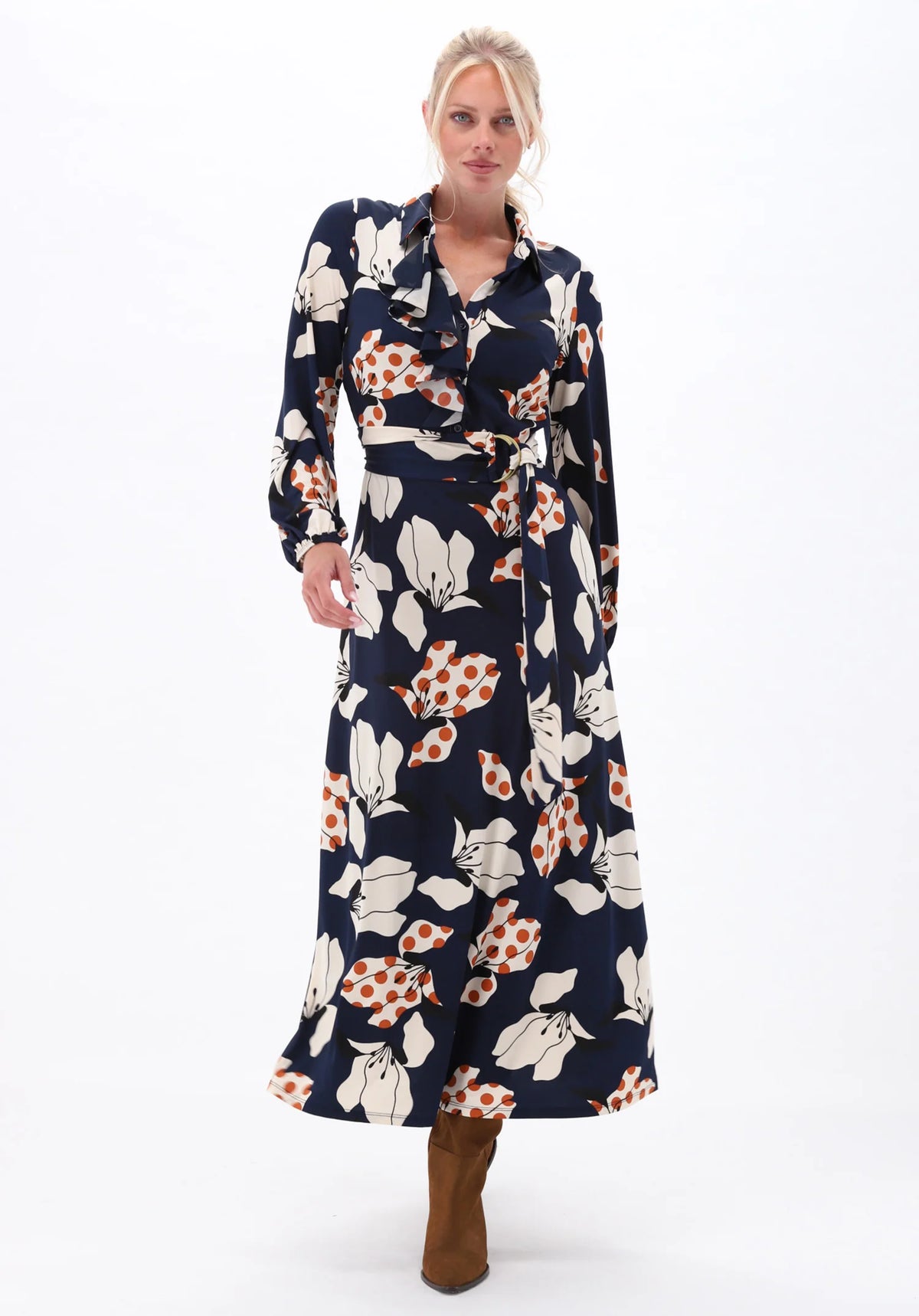 Navy Floral Print Maxi Dress