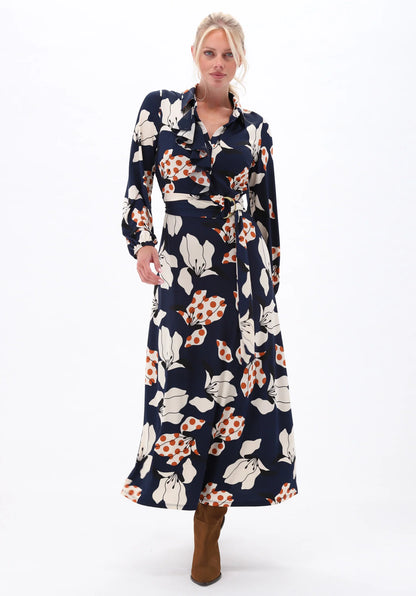 Navy Floral Print Maxi Dress
