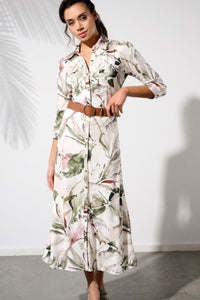 Tropical Leaf Midi Dress Y130