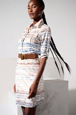 Load image into Gallery viewer, Smudge Print Sleeve Dress with Belt Y230
