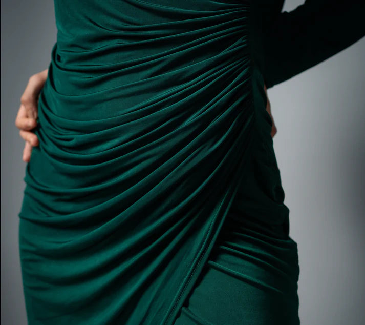 Coco Asymmetric Forest Green Dress