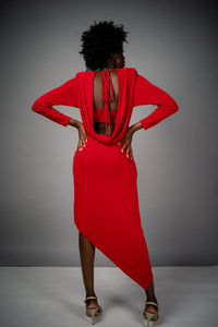 Asymmetrical Coco Red Dress