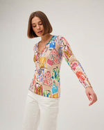 Load image into Gallery viewer, Beige V Neck Knit Printed Jumper DW222
