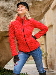 Red High Shine Quilted Jacket 73812