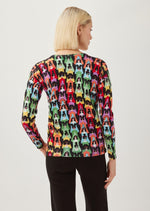 Load image into Gallery viewer, Retro Fashion Print Jumper with Diamanté DW114
