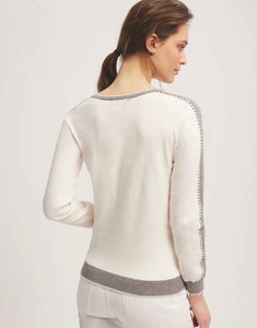 Offwhite/Grey Motif Knit Jumper with Stones AW309