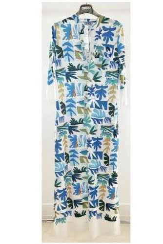 Blue Tropical Print Dress EMR802