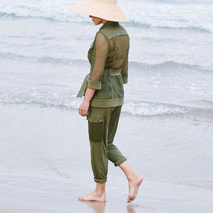 Ecru Fishnet Tailored Jacket EMR818