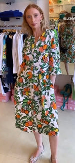 Load image into Gallery viewer, Citrus Fruit Cotton Print Dress
