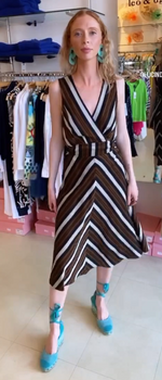 Load image into Gallery viewer, Sleeveless Wrap Dress with Lurex Stripes - Lucindas on-line

