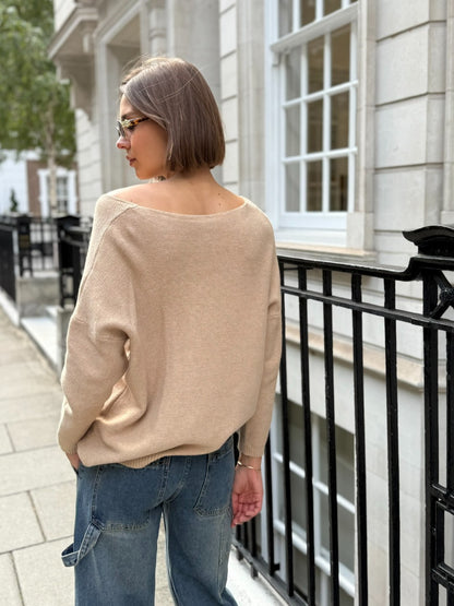 Oversized Soft-Knit V-Neck Jumper