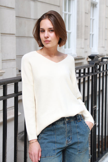 Oversized Soft-Knit V-Neck Jumper