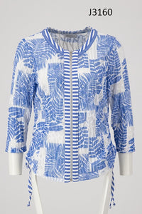 Just White Blue Tropical Print Jacket with Vest J3160