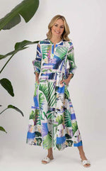 Load image into Gallery viewer, Hawaiian Print Cotton Maxi Dress J3162
