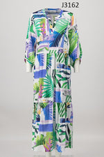 Load image into Gallery viewer, Hawaiian Print Cotton Maxi Dress J3162
