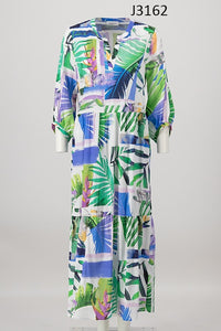 Hawaiian Print Cotton Maxi Dress J3162