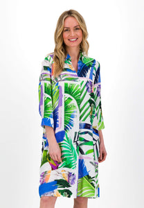 Just White Hawaiian Print Dress J3167