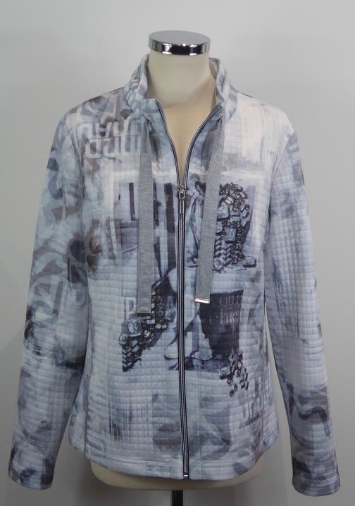Light Grey Patterned Zip Jacket J3579