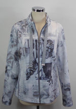 Load image into Gallery viewer, Light Grey Patterned Zip Jacket J3579
