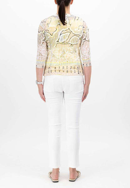 Abstract Print Crinkle Zip Jacket J4280