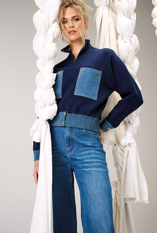Denim Contrast Utility Jacket B822 Lucindas