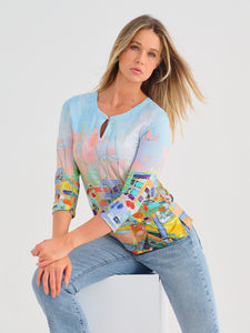 Impressionist Printed Top 25731