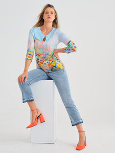 Impressionist Printed Top 25731