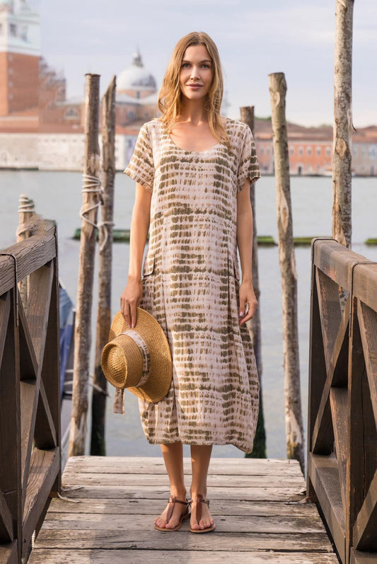 Kokomarina Safari Shibori-Print Midi Dress