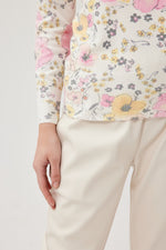 Load image into Gallery viewer, Cream/Pink Floral High Neck Jumper- KH228
