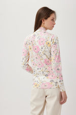 Load image into Gallery viewer, Cream/Pink Floral High Neck Jumper- KH228
