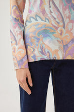 Load image into Gallery viewer, Lilac/Ochre Abstract Flower Print Jumper KH244
