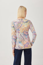 Load image into Gallery viewer, Lilac/Ochre Abstract Flower Print Jumper KH244
