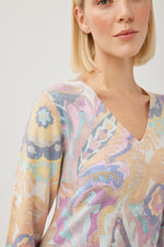 Load image into Gallery viewer, Lilac/Ochre Abstract Flower Print Jumper KH244
