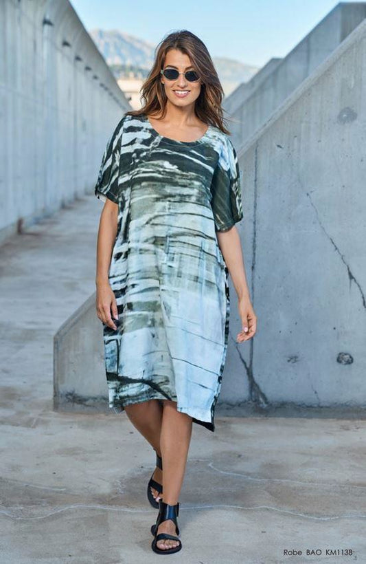 Kokomarina Limi Abstract Print Linen Blend Dress