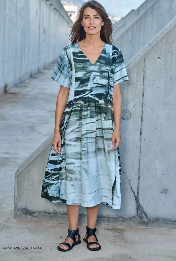 Kokomarina Mineral Tie & Dye Linen Blend Dress
