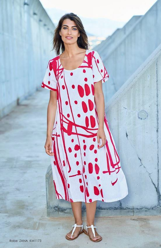 Kokomarina Zana Abstract Print Linen Blend Dress