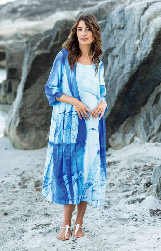 Kokomarina Ocean-Wash Print Linen Blend Dress
