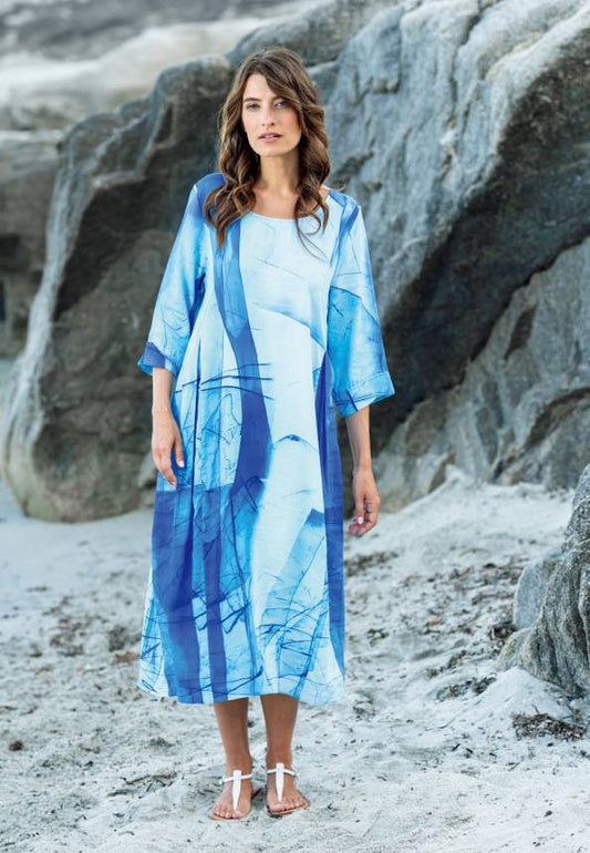 Kokomarina Ocean-Wash Print Linen Blend Dress