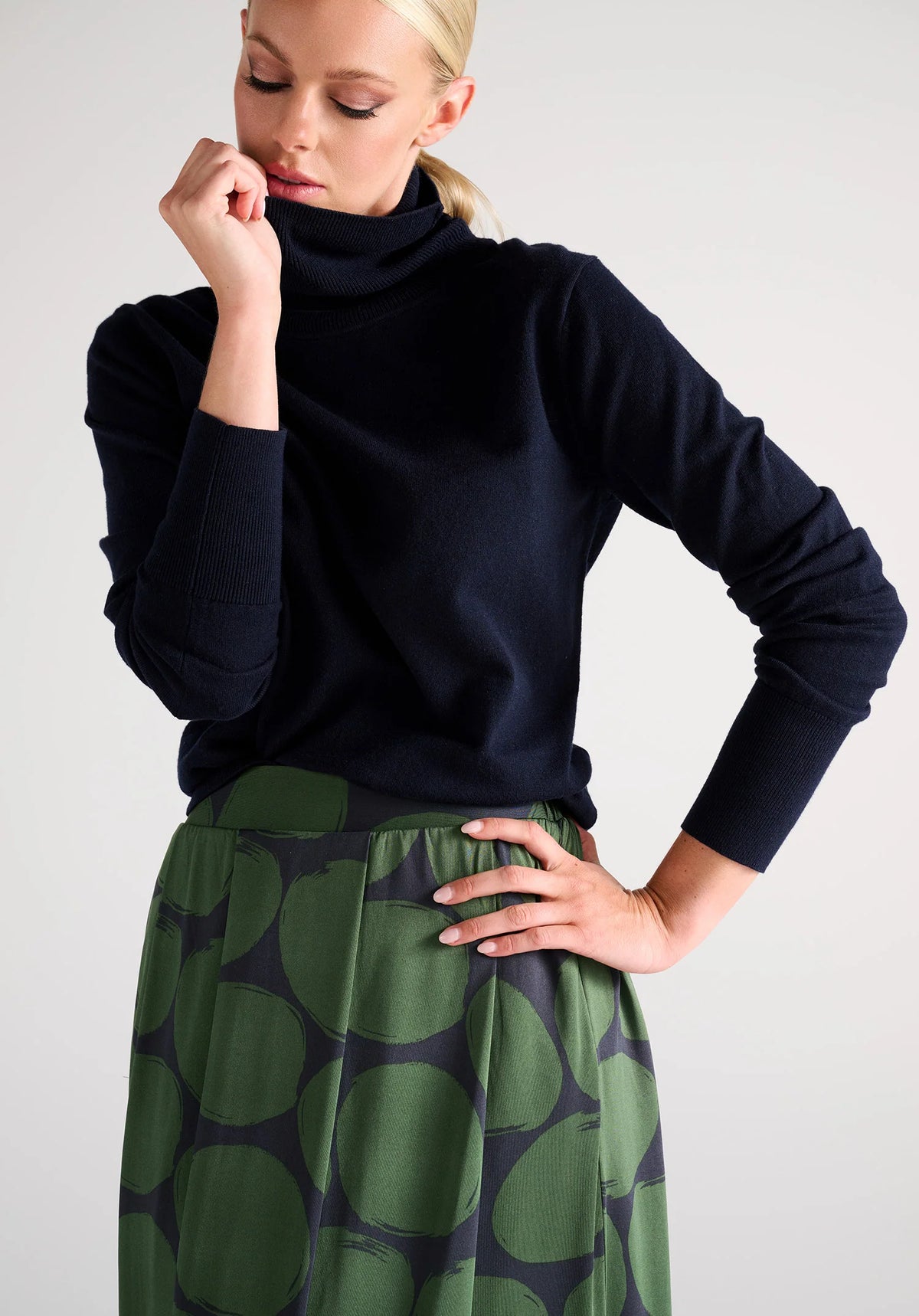 Roll Neck Cashmere Blend Jumper