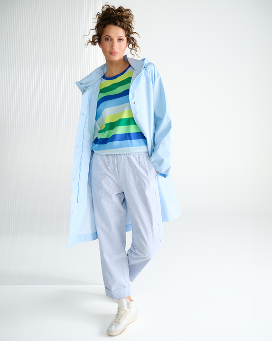 K-Design Sky Blue Longline Raincoat
