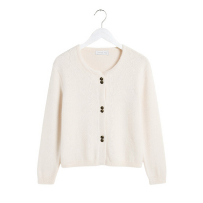 Twin Rose Button-Through Scallop Edge Cardigan
