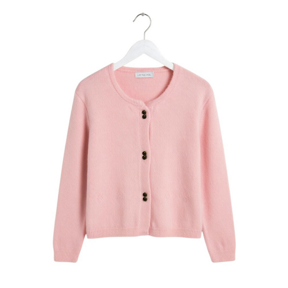 Twin Rose Button-Through Scallop Edge Cardigan