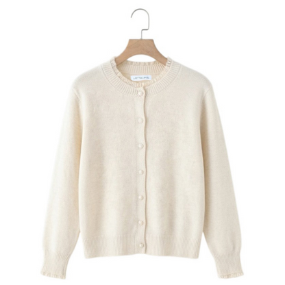 Lace Trimmed Cardigan in Cream